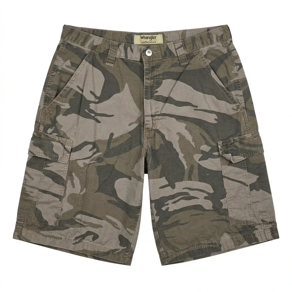 Wrangler Authentics Mens Camo Cargo Shorts Size 34 Relaxed Fit Cotton Camouflage